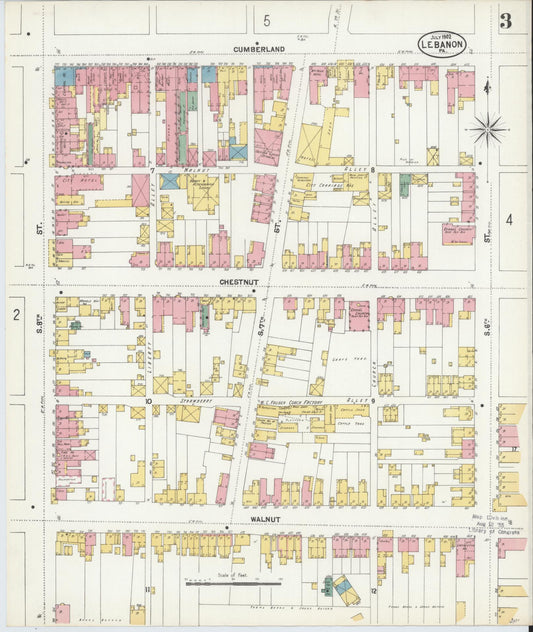 Sanborn Fire Insurance Map from Lebanon, Lebanon County, Pennsylvania (1902), Sheet #0003 - Historic Sanborn Fire Insurance Map Print, vintage old map wall art, antique decor, genealogy gift, Pennsylvania Pennsylvania map