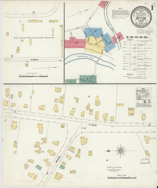 Sanborn Fire Insurance Map from Afton, Chenango County, New York (1903), Sheet #0001 - Complete Map Set gallery image, historic Sanborn map, vintage wall art, New York New York