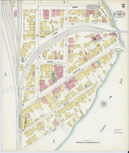 Sanborn Fire Insurance Map from Piedmont, Mineral County, West Virginia (1902), Sheet #0002 - Complete Map Set gallery image, historic Sanborn map, vintage wall art, West Virginia West Virginia