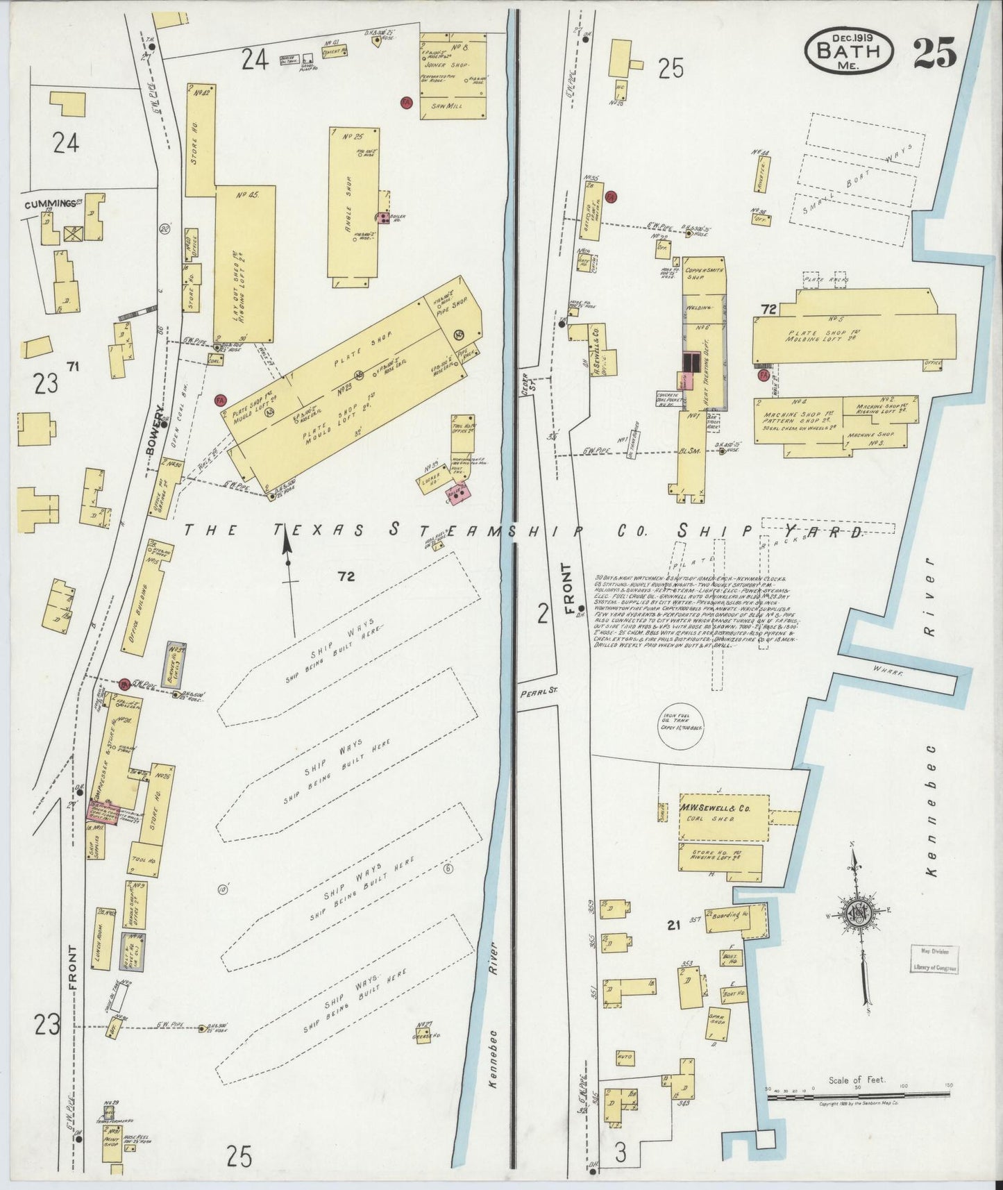 Sanborn Fire Insurance Map from Bath, Sagadahoc County, Maine (1919), Sheet #0025 - Complete Map Set gallery image, historic Sanborn map, vintage wall art, Maine Maine