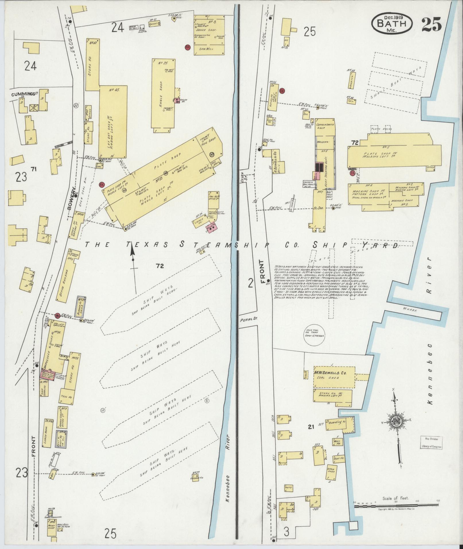 Sanborn Fire Insurance Map from Bath, Sagadahoc County, Maine (1919), Sheet #0025 - Complete Map Set gallery image, historic Sanborn map, vintage wall art, Maine Maine