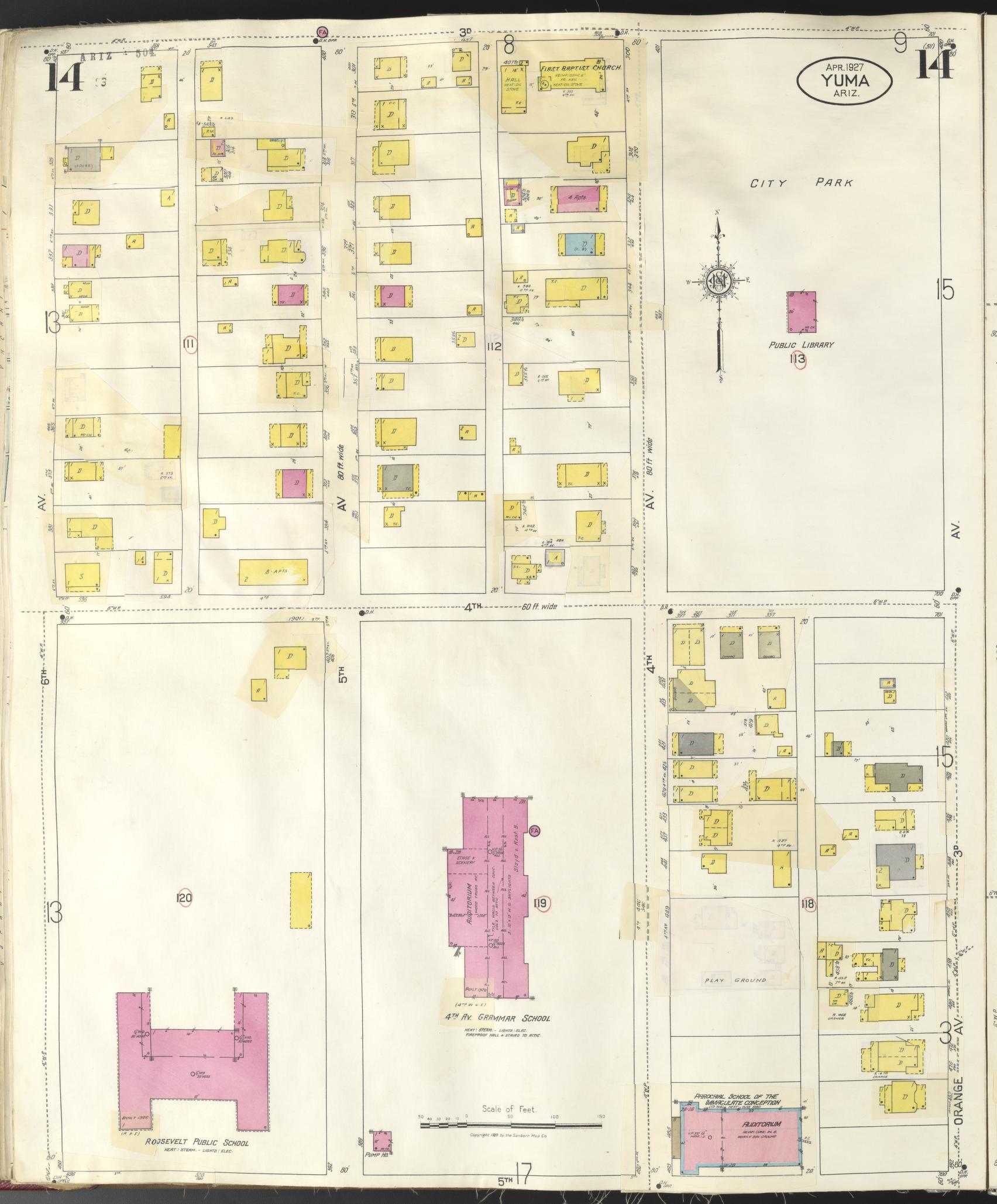 Sanborn Fire Insurance Map from Yuma, Yuma County, Arizona (1948), Sheet #0014 - Complete Map Set gallery image, historic Sanborn map, vintage wall art, Arizona Arizona