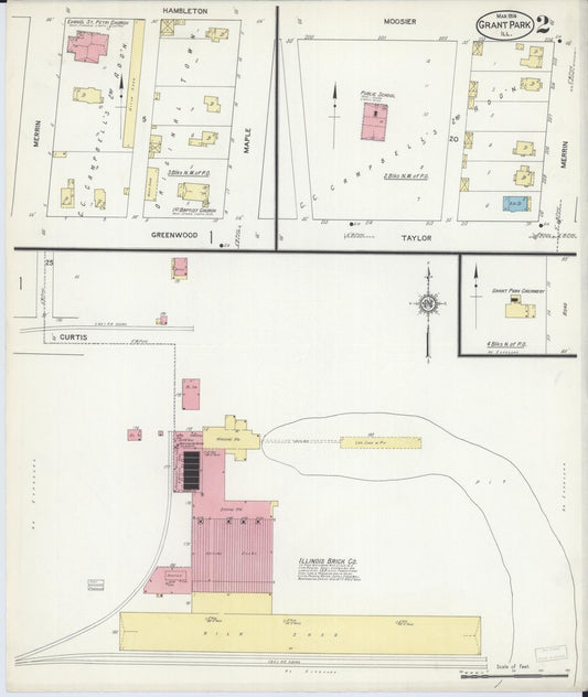 Sanborn Fire Insurance Map from Grant Park, Kankakee County, Illinois (1914), Sheet #0002 - Historic Sanborn Fire Insurance Map Print, vintage old map wall art, antique decor, genealogy gift, Illinois Illinois map