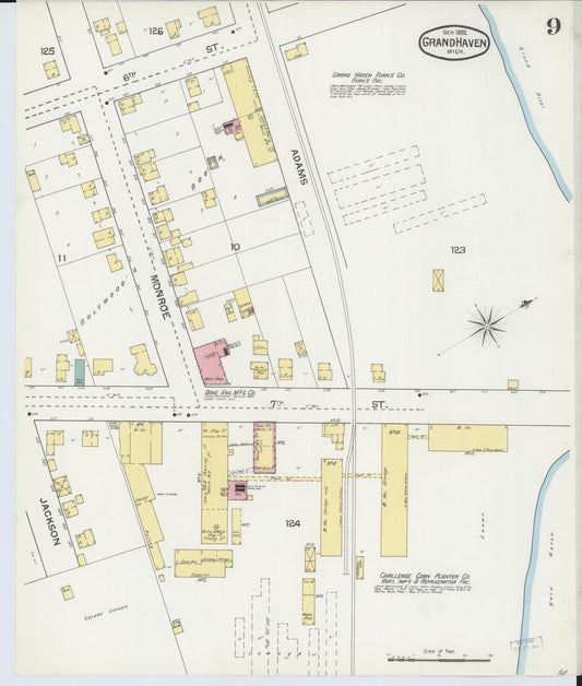 Sanborn Fire Insurance Map from Grand Haven, Ottawa County, Michigan (1892), Sheet #0009 - Historic Sanborn Fire Insurance Map Print, vintage old map wall art, antique decor, genealogy gift, Michigan Michigan map