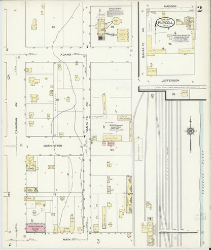 Sanborn Fire Insurance Map from Purcell, McClain County, Oklahoma (1914), Sheet #0002 - Complete Map Set gallery image, historic Sanborn map, vintage wall art, Oklahoma Oklahoma