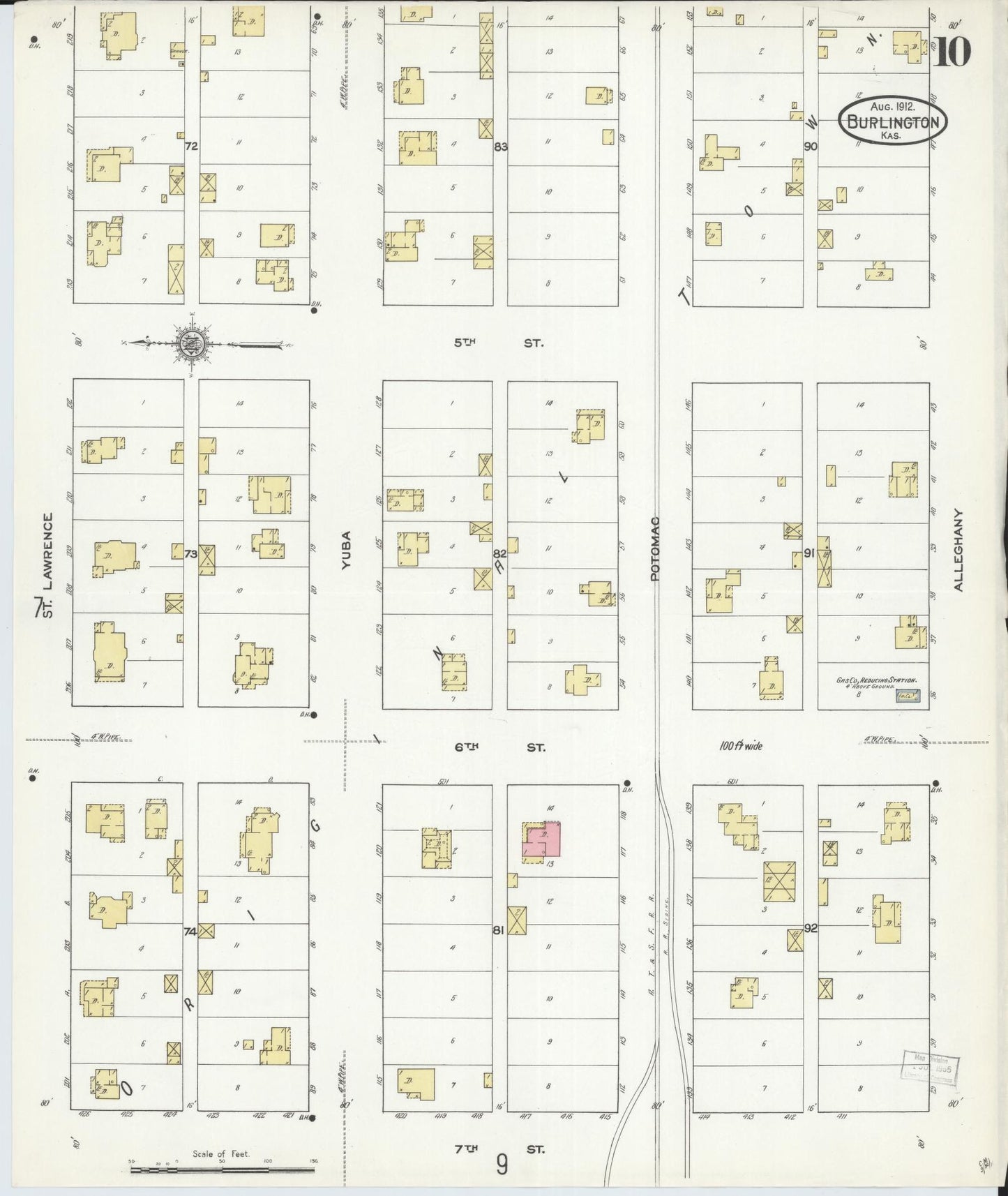 Sanborn Fire Insurance Map from Burlington, Coffey County, Kansas (1912), Sheet #0010 - Complete Map Set gallery image, historic Sanborn map, vintage wall art, Kansas Kansas