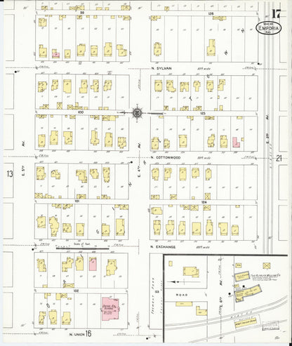 Sanborn Fire Insurance Map from Emporia, Lyon County, Kansas (1911), Sheet #0017 - Complete Map Set gallery image, historic Sanborn map, vintage wall art, Kansas Kansas