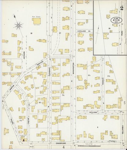Sanborn Fire Insurance Map from Ayer, Middlesex County, Massachusetts (1902), Sheet #0002 - Complete Map Set gallery image, historic Sanborn map, vintage wall art, Massachusetts Massachusetts