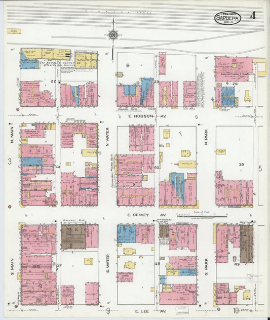 Sanborn Fire Insurance Map from Sapulpa, Creek County, Oklahoma (1920), Sheet #0004 - Historic Sanborn Fire Insurance Map Print, vintage old map wall art, antique decor, genealogy gift, Oklahoma Oklahoma map