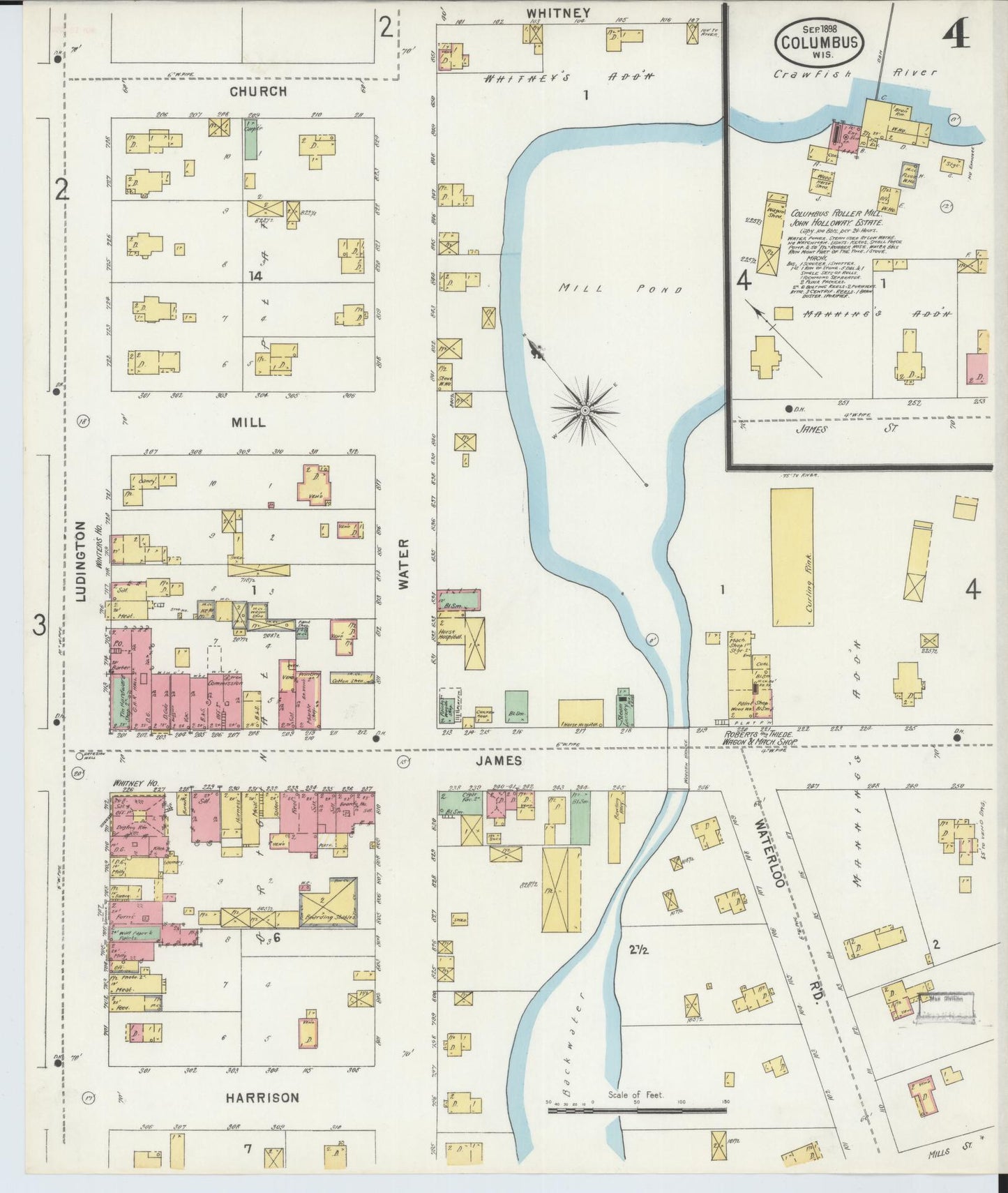 Sanborn Fire Insurance Map from Columbus, Columbia and Dodge County, Wisconsin (1898), Sheet #0004 - Complete Map Set gallery image, historic Sanborn map, vintage wall art, Wisconsin Wisconsin