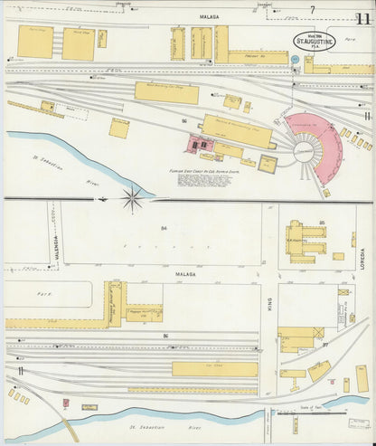 Sanborn Fire Insurance Map from Saint Augustine, Saint John's County, Florida (1904), Sheet #0011 - Historic Sanborn Fire Insurance Map Print, vintage old map wall art, antique decor, genealogy gift, Florida Florida map