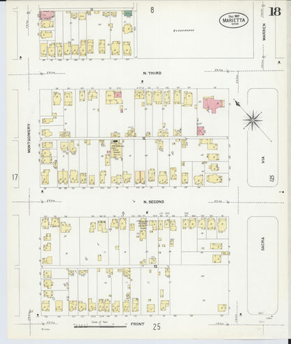 Sanborn Fire Insurance Map from Marietta, Washington County, Ohio (1907), Sheet #0018 - Historic Sanborn Fire Insurance Map Print, vintage old map wall art, antique decor, genealogy gift, Ohio Ohio map