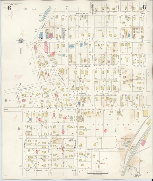 Sanborn Fire Insurance Map from Siloam Springs, Benton County, Arkansas (1948), Sheet #0006 - Historic Sanborn Fire Insurance Map Print, vintage old map wall art, antique decor, genealogy gift, Arkansas Arkansas map