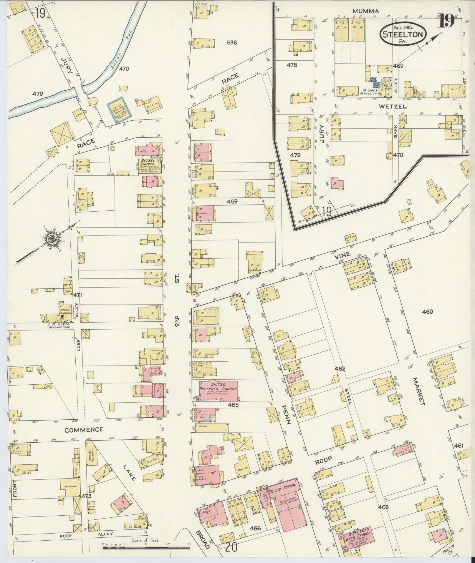 Sanborn Fire Insurance Map from Steelton, Dauphin County, Pennsylvania (1915), Sheet #0019 - Complete Map Set gallery image, historic Sanborn map, vintage wall art, Pennsylvania Pennsylvania