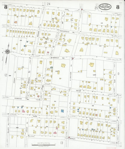 Sanborn Fire Insurance Map from Freeport, Nassau County, New York (1928), Sheet #0008 - Complete Map Set gallery image, historic Sanborn map, vintage wall art, New York New York