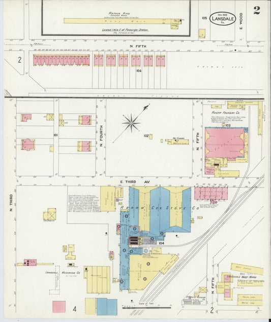 Sanborn Fire Insurance Map from Lansdale, Montgomery County, Pennsylvania (1912), Sheet #0002 - Historic Sanborn Fire Insurance Map Print, vintage old map wall art, antique decor, genealogy gift, Pennsylvania Pennsylvania map