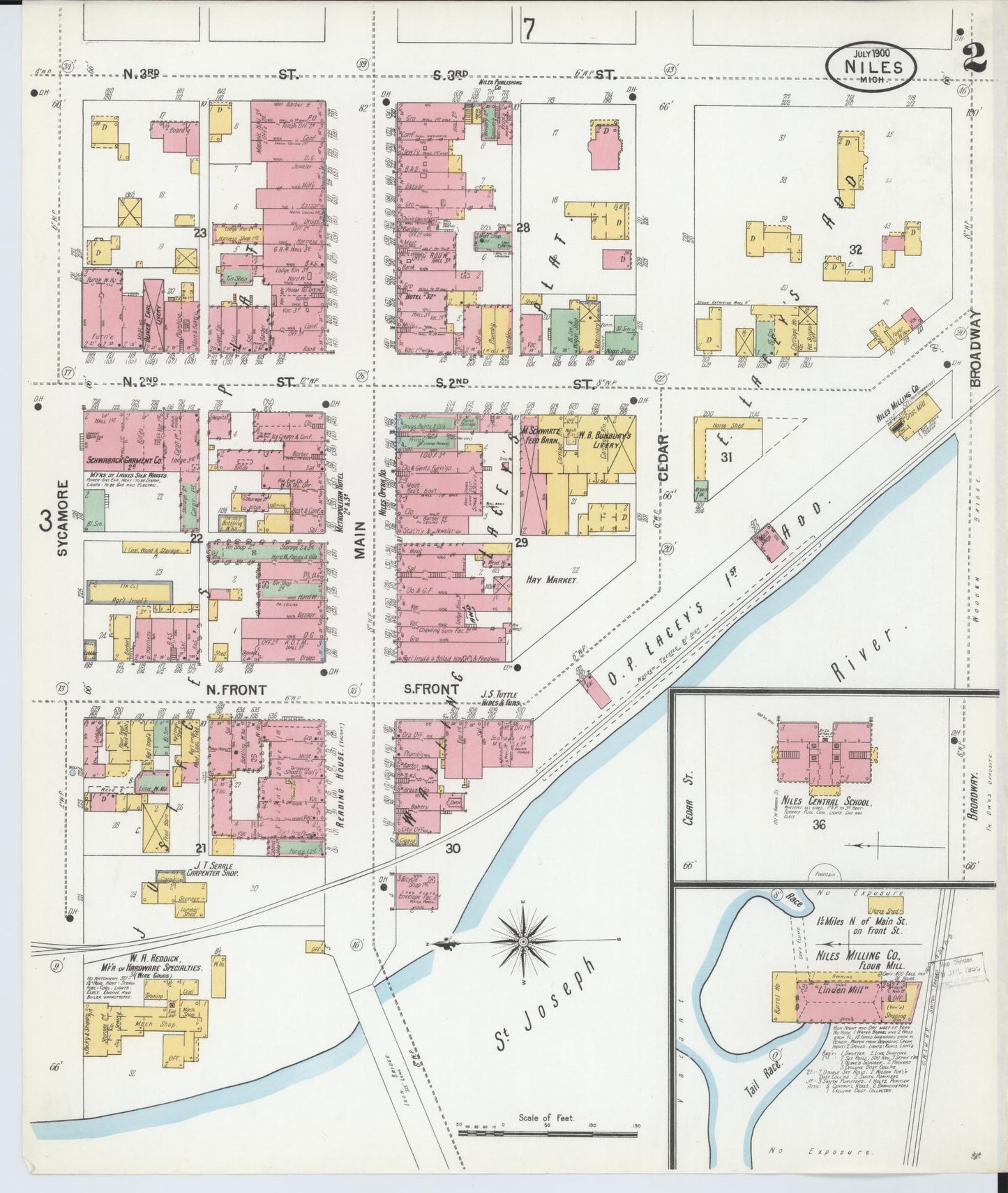 Sanborn Fire Insurance Map from Niles, Berrien County, Michigan (1900), Sheet #0002 - Complete Map Set gallery image, historic Sanborn map, vintage wall art, Michigan Michigan