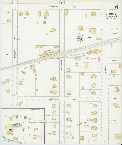 Sanborn Fire Insurance Map from Dundee, Yates County, New York (1904), Sheet #0006 - Historic Sanborn Fire Insurance Map Print, vintage old map wall art, antique decor, genealogy gift, New York New York map