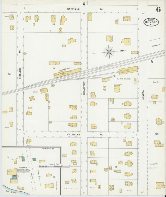 Sanborn Fire Insurance Map from Dundee, Yates County, New York (1904), Sheet #0006 - Historic Sanborn Fire Insurance Map Print, vintage old map wall art, antique decor, genealogy gift, New York New York map