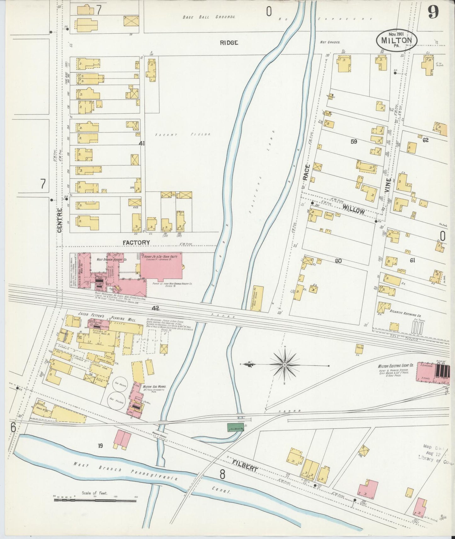 Sanborn Fire Insurance Map from Milton, Northumberland County, Pennsylvania (1901), Sheet #0009 - Complete Map Set gallery image, historic Sanborn map, vintage wall art, Pennsylvania Pennsylvania