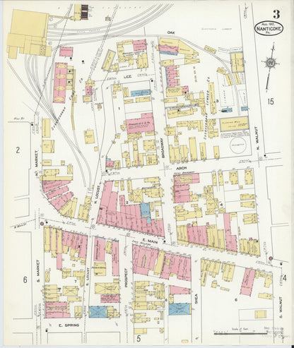 Sanborn Fire Insurance Map from Nanticoke, Luzerne County, Pennsylvania (1912), Sheet #0003 - Historic Sanborn Fire Insurance Map Print, vintage old map wall art, antique decor, genealogy gift, Pennsylvania Pennsylvania map