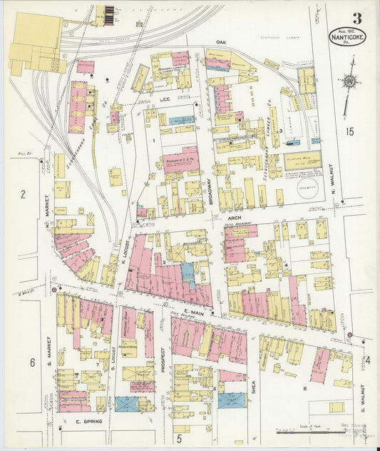 Sanborn Fire Insurance Map from Nanticoke, Luzerne County, Pennsylvania (1912), Sheet #0003 - Historic Sanborn Fire Insurance Map Print, vintage old map wall art, antique decor, genealogy gift, Pennsylvania Pennsylvania map