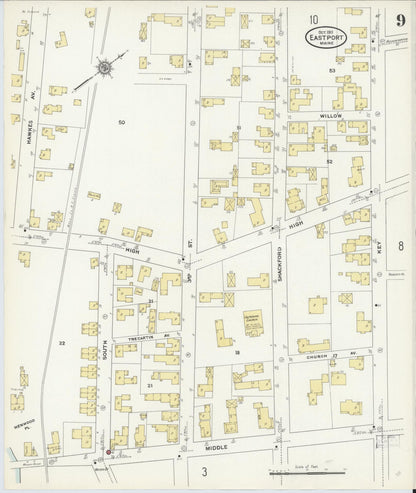 Sanborn Fire Insurance Map from Eastport, Washington County, Maine (1911), Sheet #0009 - Complete Map Set gallery image, historic Sanborn map, vintage wall art, Maine Maine