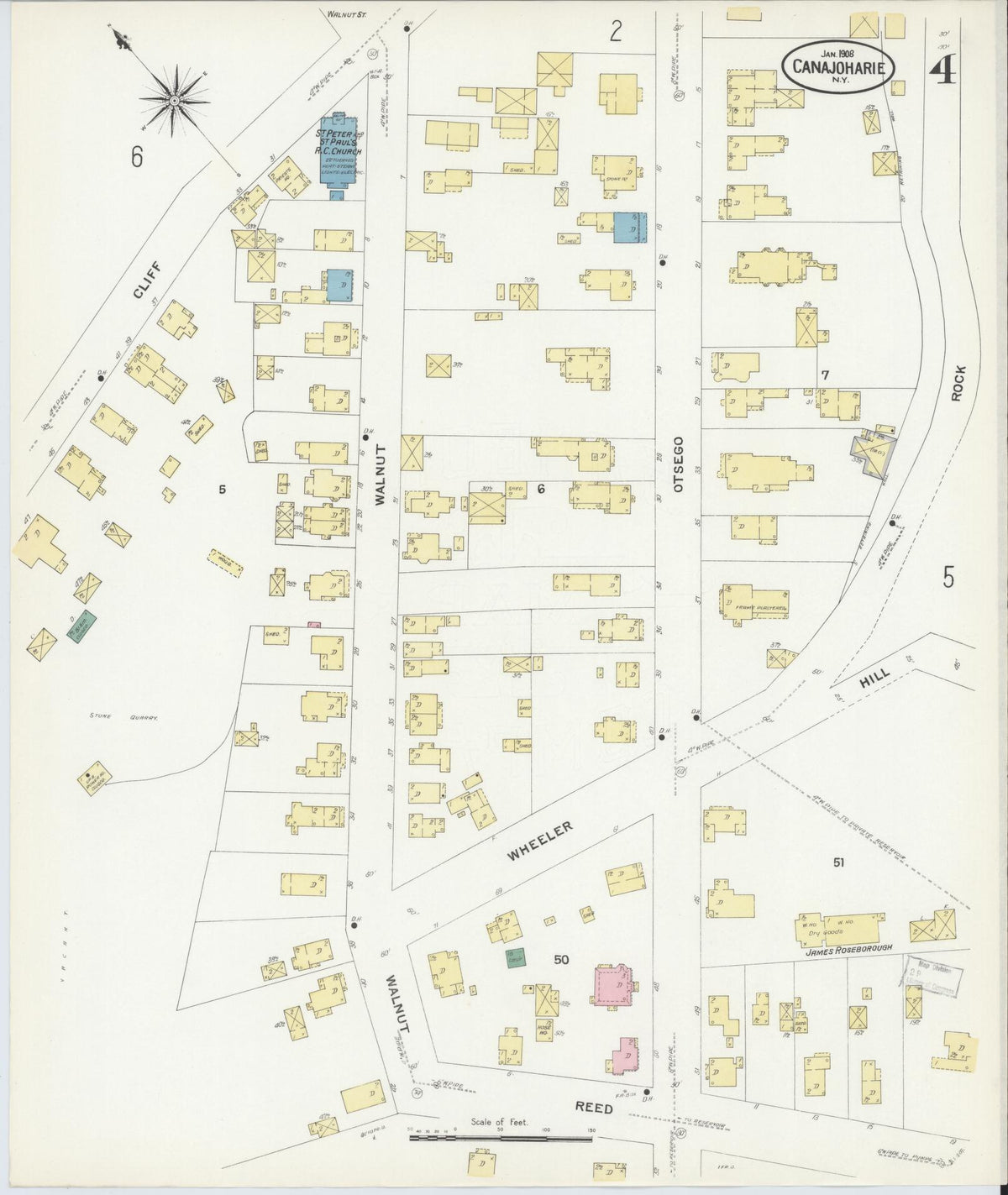Sanborn Fire Insurance Map from Canajoharie, Montgomery County, New York (1908), Sheet #0004 - Complete Map Set gallery image, historic Sanborn map, vintage wall art, New York New York