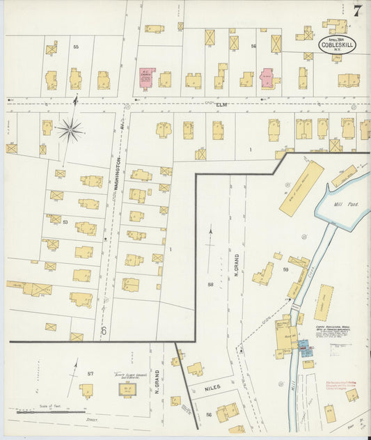 Sanborn Fire Insurance Map from Cobleskill, Schoharie County, New York (1904), Sheet #0007 - Historic Sanborn Fire Insurance Map Print, vintage old map wall art, antique decor, genealogy gift, New York New York map