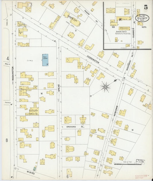 Sanborn Fire Insurance Map from Quincy, Norfolk County, Massachusetts (1901), Sheet #0005 - Historic Sanborn Fire Insurance Map Print, vintage old map wall art, antique decor, genealogy gift, Massachusetts Massachusetts map