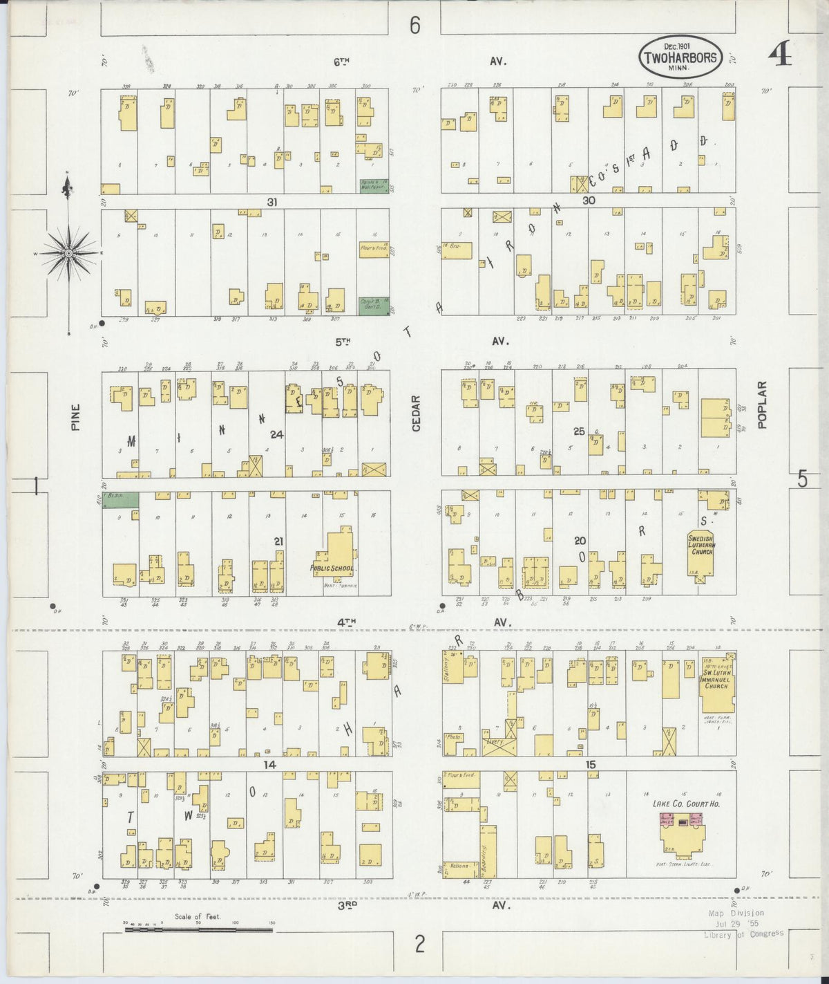 Sanborn Fire Insurance Map from Two Harbors, Lake County, Minnesota (1901), Sheet #0004 - Historic Sanborn Fire Insurance Map Print, vintage old map wall art, antique decor, genealogy gift, Minnesota Minnesota map