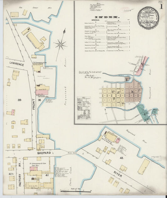 Sanborn Fire Insurance Map from Elizabeth City, Pasquotank County, North Carolina. (1891) – Historic Sanborn Fire Insurance Map Print
