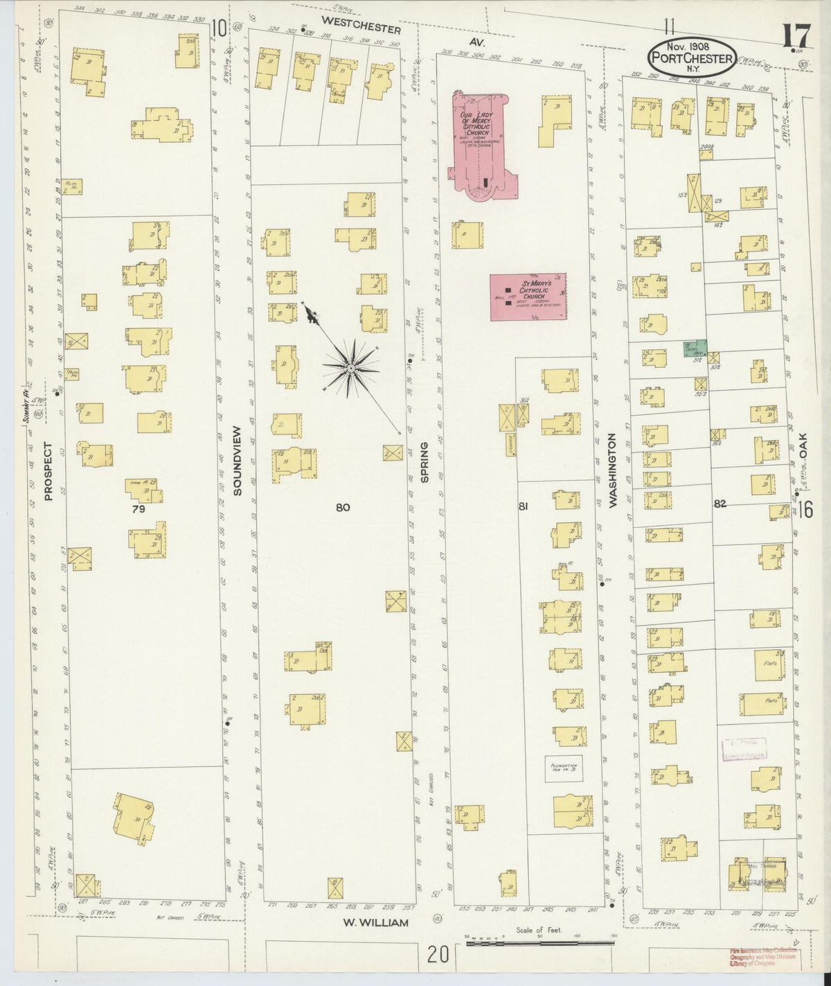 Sanborn Fire Insurance Map from Port Chester, Westchester County, New York (1908), Sheet #0017 - Complete Map Set gallery image, historic Sanborn map, vintage wall art, New York New York