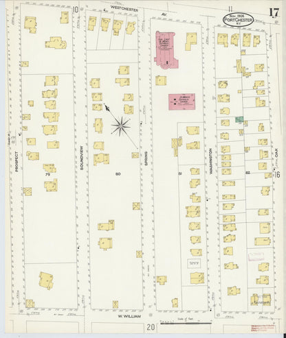 Sanborn Fire Insurance Map from Port Chester, Westchester County, New York (1908), Sheet #0017 - Complete Map Set gallery image, historic Sanborn map, vintage wall art, New York New York
