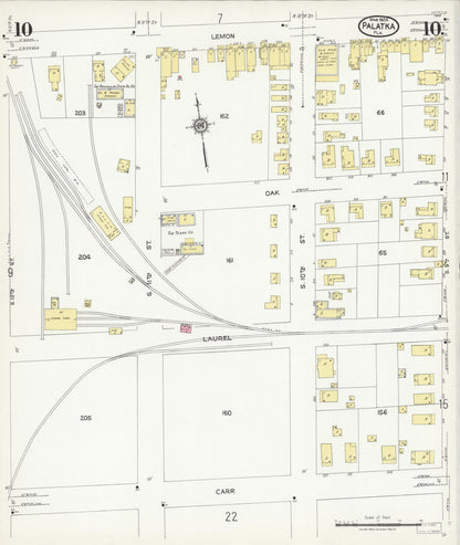 Sanborn Fire Insurance Map from Palatka, Putnam County, Florida (1924), Sheet #0010 - Historic Sanborn Fire Insurance Map Print, vintage old map wall art, antique decor, genealogy gift, Florida Florida map