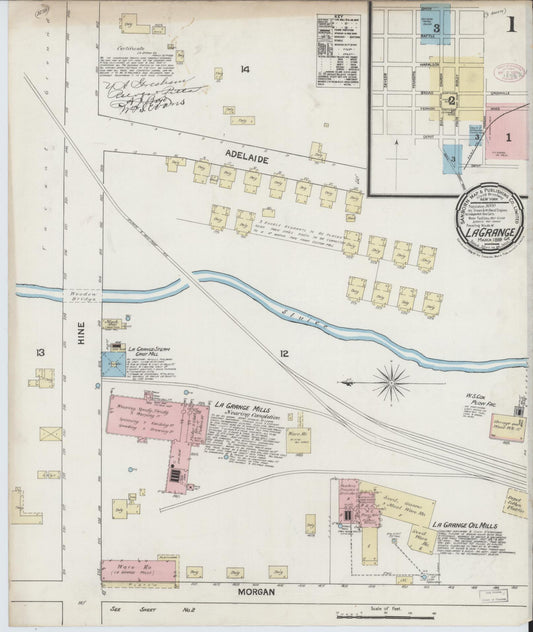 Sanborn Fire Insurance Map from La Grange, Troup County, Georgia (1889), Sheet #0001 - Complete Map Set gallery image, historic Sanborn map, vintage wall art, Georgia Georgia