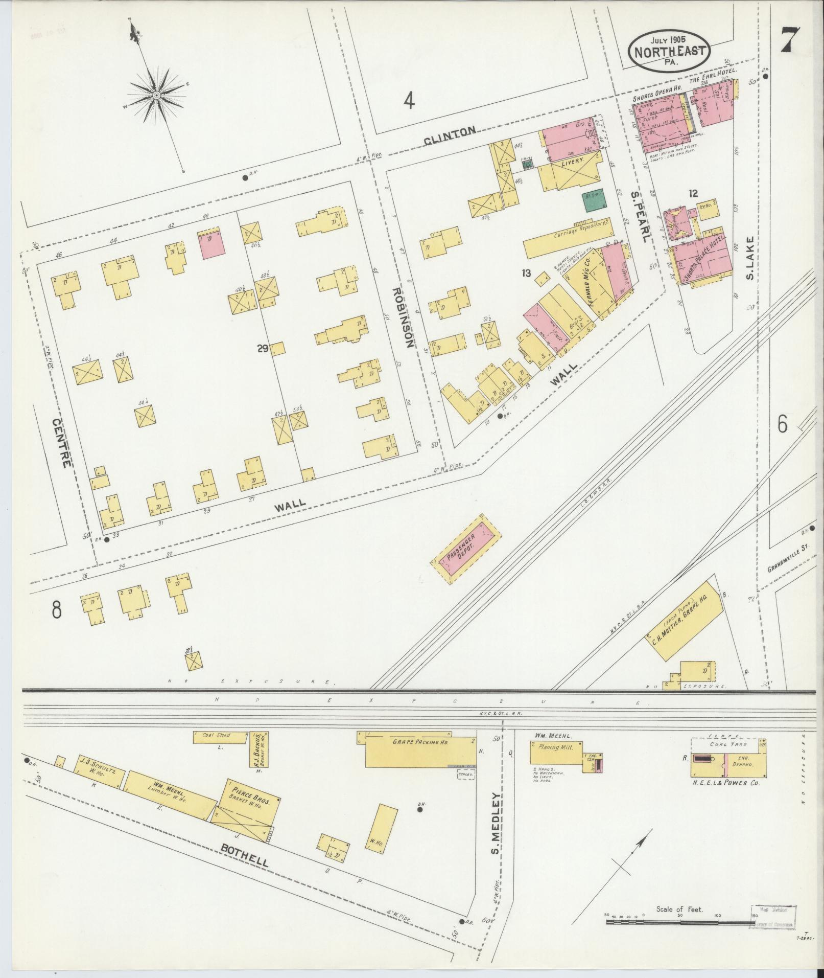 Sanborn Fire Insurance Map from North East, Erie County, Pennsylvania (1905), Sheet #0007 - Complete Map Set gallery image, historic Sanborn map, vintage wall art, Pennsylvania Pennsylvania
