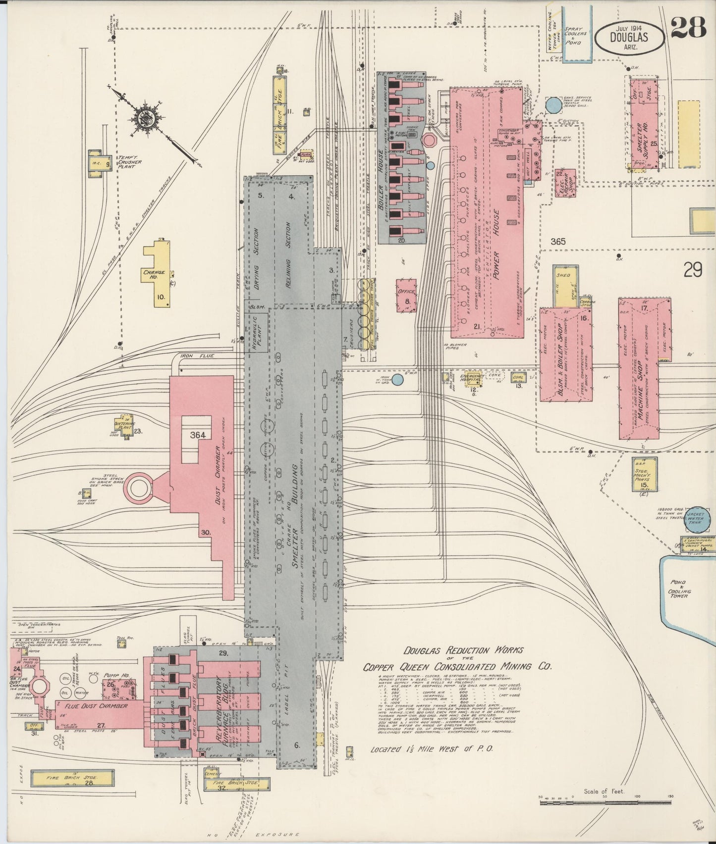 Sanborn Fire Insurance Map from Douglas, Cochise County, Arizona (1914), Sheet #0028 - Complete Map Set gallery image, historic Sanborn map, vintage wall art, Arizona Arizona