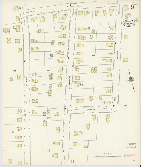 Sanborn Fire Insurance Map from Wayland, Steuben County, New York (1913), Sheet #0009 - Historic Sanborn Fire Insurance Map Print, vintage old map wall art, antique decor, genealogy gift, New York New York map