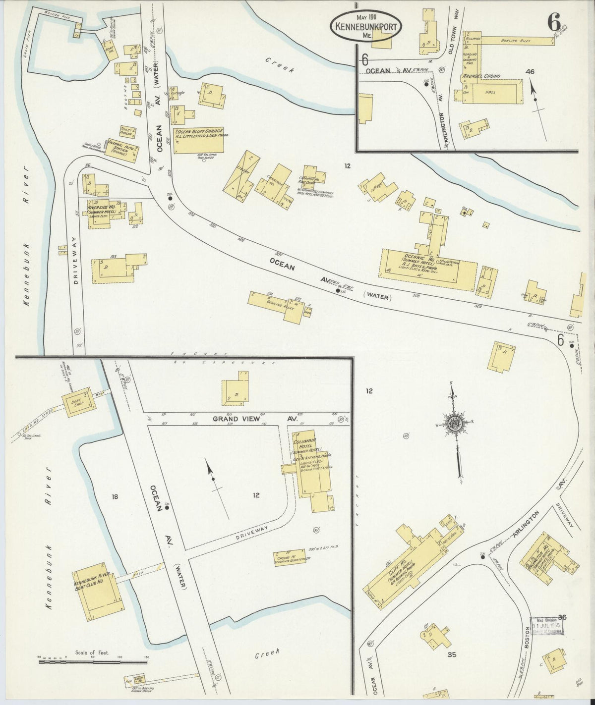 Sanborn Fire Insurance Map from Kennebunkport, York County, Maine (1911), Sheet #0006 - Complete Map Set gallery image, historic Sanborn map, vintage wall art, Maine Maine