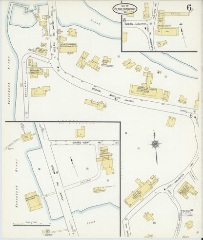 Sanborn Fire Insurance Map from Kennebunkport, York County, Maine (1911), Sheet #0006 - Complete Map Set gallery image, historic Sanborn map, vintage wall art, Maine Maine