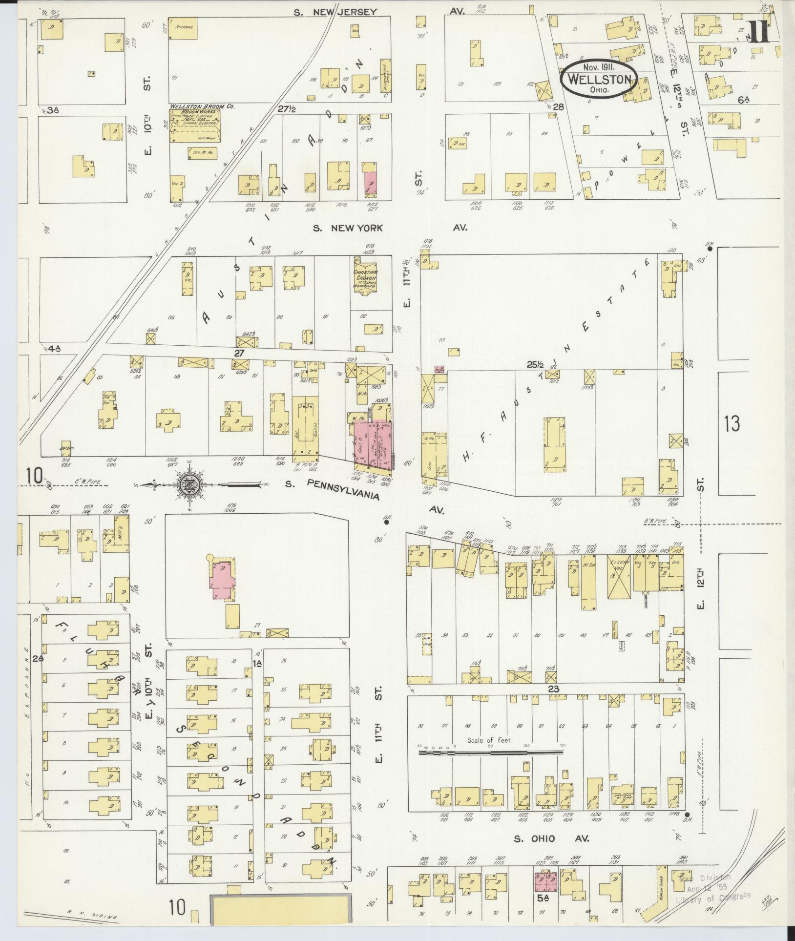 Sanborn Fire Insurance Map from Wellston, Jackson County, Ohio (1911), Sheet #0011 - Historic Sanborn Fire Insurance Map Print, vintage old map wall art, antique decor, genealogy gift, Ohio Ohio map
