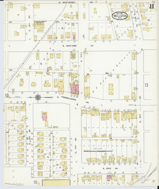 Sanborn Fire Insurance Map from Wellston, Jackson County, Ohio (1911), Sheet #0011 - Historic Sanborn Fire Insurance Map Print, vintage old map wall art, antique decor, genealogy gift, Ohio Ohio map