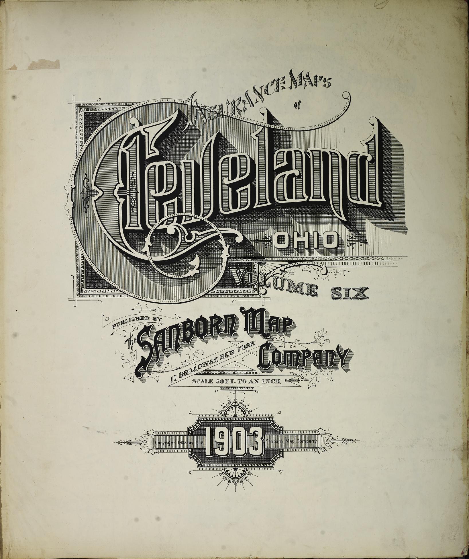 Sanborn Fire Insurance Map from Cleveland, Cuyahoga County, Ohio (1903), Sheet #0001 - Complete Map Set gallery image, historic Sanborn map, vintage wall art, Ohio Ohio