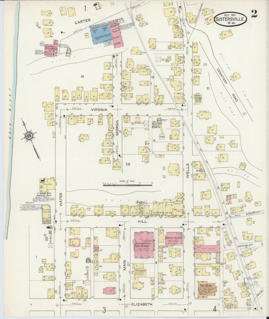 Sanborn Fire Insurance Map from Sistersville, Tyler County, West Virginia (1913), Sheet #0002 - Historic Sanborn Fire Insurance Map Print, vintage old map wall art, antique decor, genealogy gift, West Virginia West Virginia map