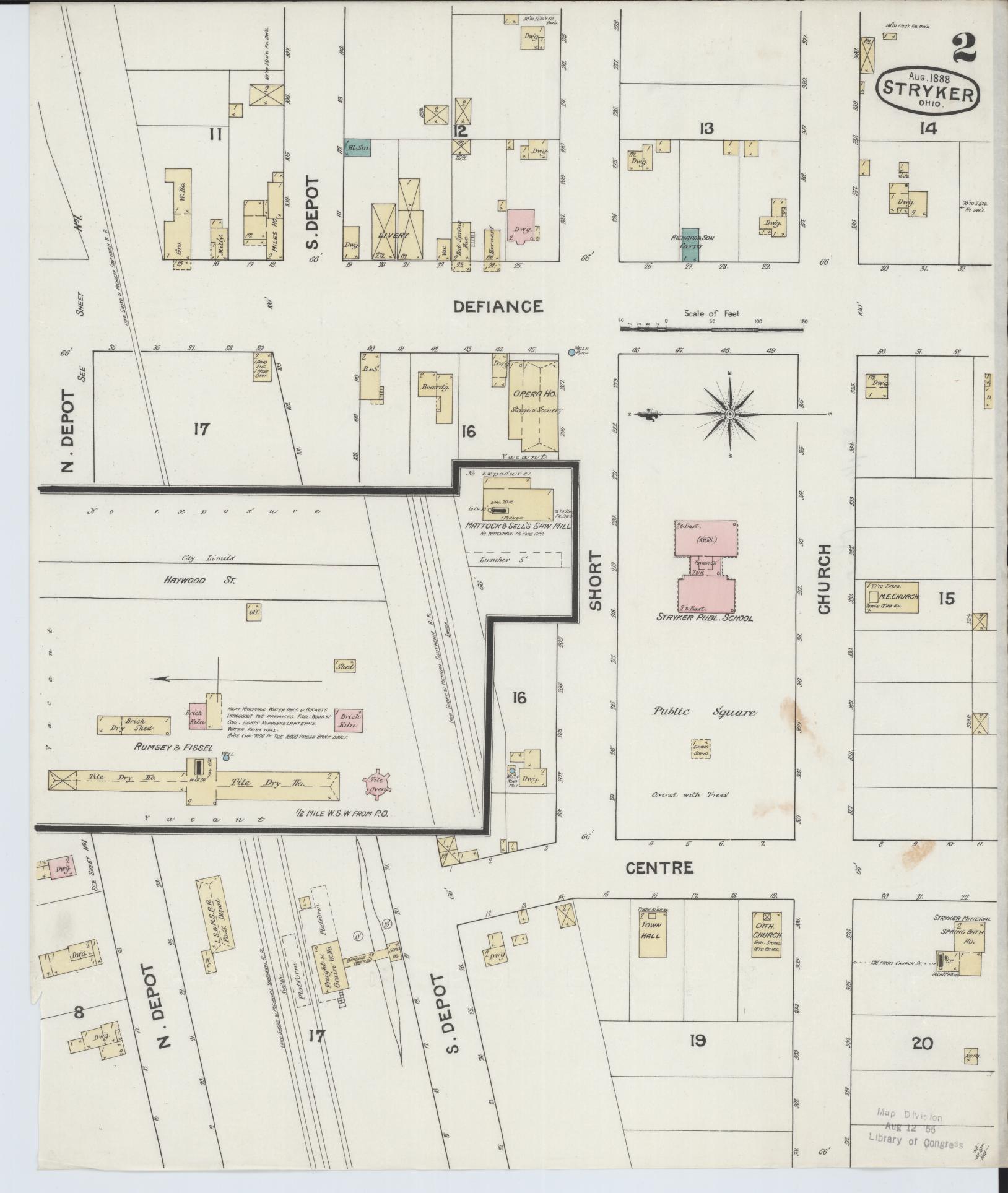 Sanborn Fire Insurance Map from Stryker, Williams County, Ohio (1888), Sheet #0002 - Historic Sanborn Fire Insurance Map Print, vintage old map wall art, antique decor, genealogy gift, Ohio Ohio map