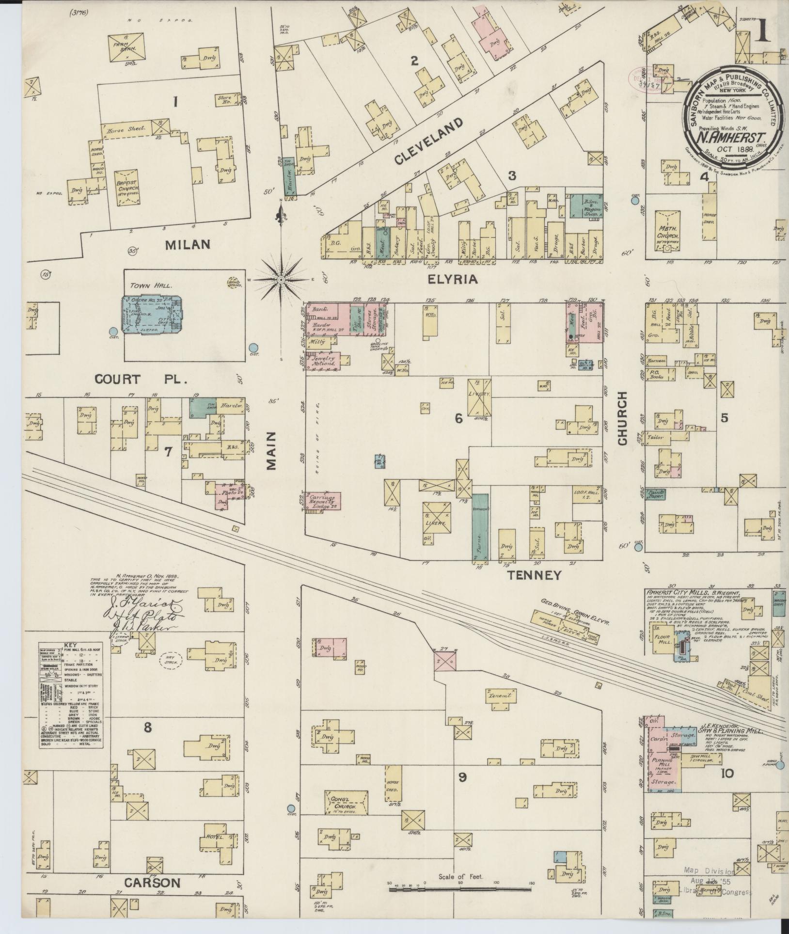 Sanborn Fire Insurance Map from North Amherst, Lorain County, Ohio (1888), Sheet #0001 - Complete Map Set gallery image, historic Sanborn map, vintage wall art, Ohio Ohio