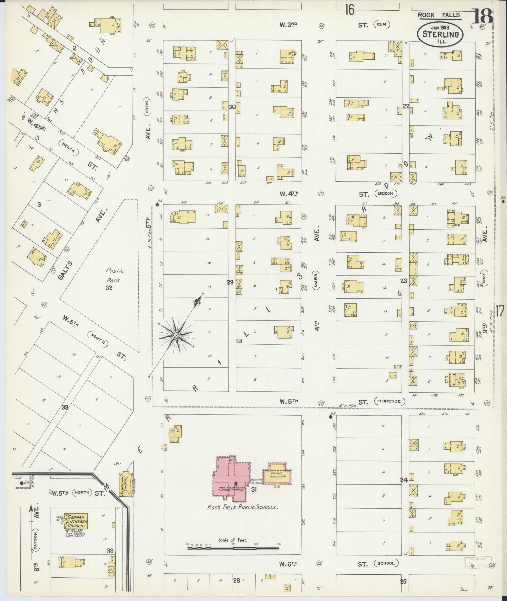 Sanborn Fire Insurance Map from Sterling, Whiteside County, Illinois (1903), Sheet #0018 - Complete Map Set gallery image, historic Sanborn map, vintage wall art, Illinois Illinois