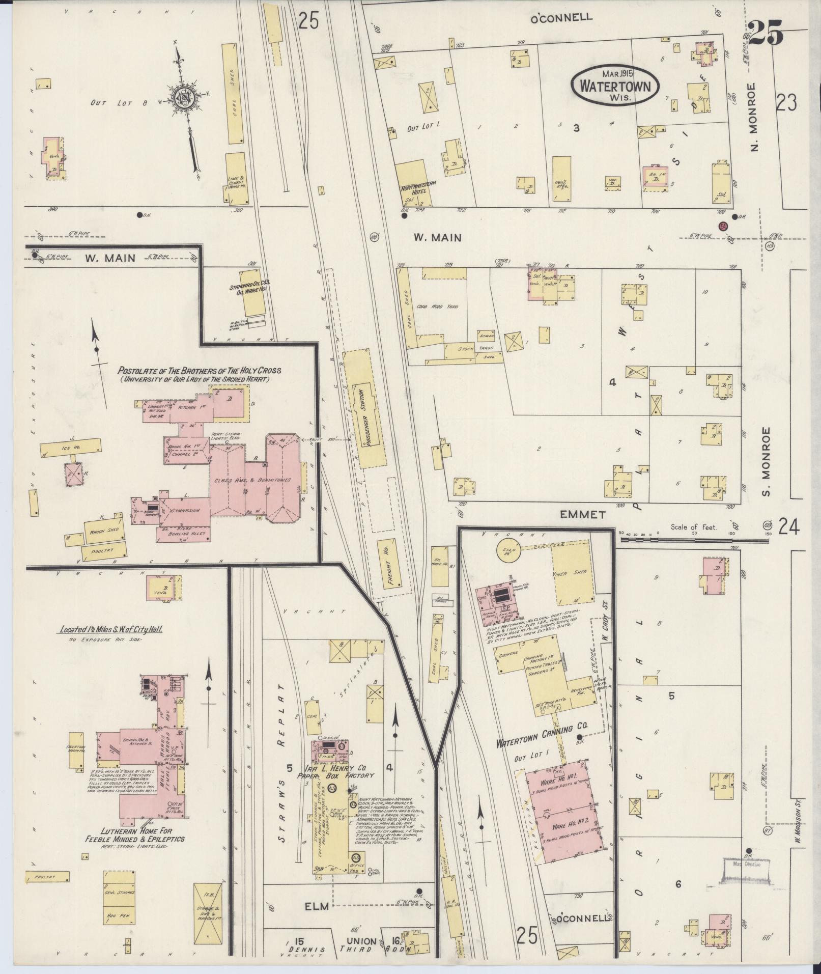 Sanborn Fire Insurance Map from Watertown, Jefferson County, Wisconsin (1915), Sheet #0026 - Complete Map Set gallery image, historic Sanborn map, vintage wall art, Wisconsin Wisconsin