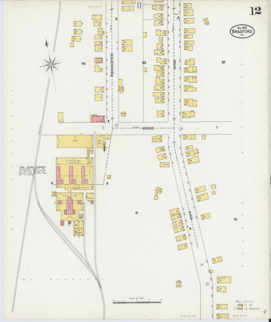 Sanborn Fire Insurance Map from Bradford, McKean County, Pennsylvania (1899), Sheet #0012 - Historic Sanborn Fire Insurance Map Print, vintage old map wall art, antique decor, genealogy gift, Pennsylvania Pennsylvania map